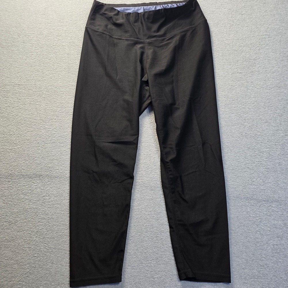 Reversible Faux Leather Leggings Womens Medium Black‎ Pull On Stretch Yoga Pants
